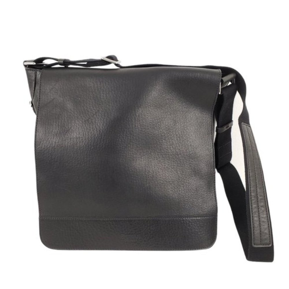SHINOLA NorthSouth Black Leather Messenger Bag